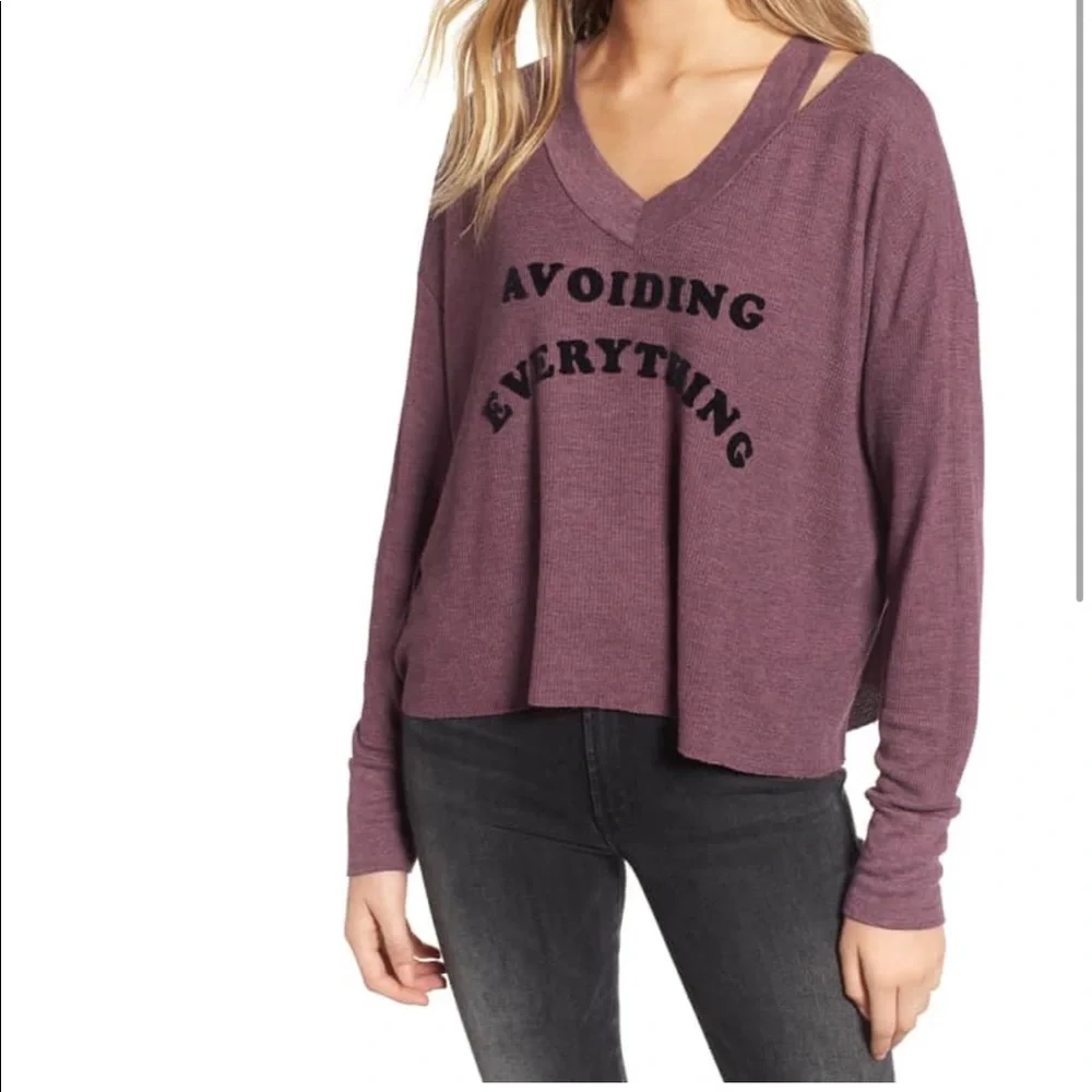 Wildfox Purple V-Neck Sweater Relaxed Fit - Picture 2 of 4